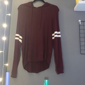 Red jersey patterned hoodie